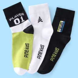 Pine Kids High Ankle Length Text Design Socks Pack of 3 - Multicolour-image-40