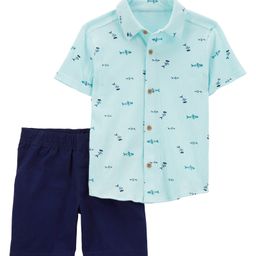 Carter's Half Sleeves Shirt & Shorts Set with Shark Print - Blue-picture-17