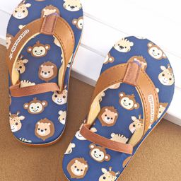 Cute Walk by Babyhug Slip On Flip Flops with Animal Print- Brown-image-53