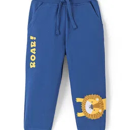Babyhug Cotton Looper Knit Full Length Lion Printed Lounge Pant - Blue-picture-37