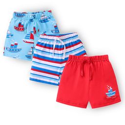 Babyhug Cotton Knit Shorts With Boat Print Pack of 3 - Multicolour-image-83