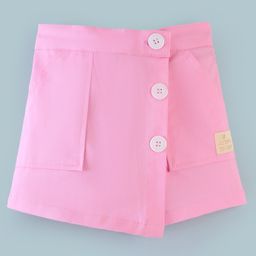 Little Kangaroos Twill Mid Thigh Skorts Faux Button Applique - Pink-picture-23