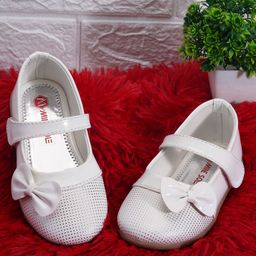 Mine Sole  Bow Detail Party Ballerinas - White-image-92