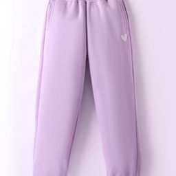 Little Kangaroos Cotton Full Length Fleece Pant Heart Print - Lilac-image-76