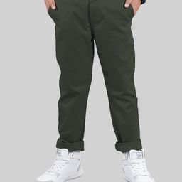 Kiddopanti Cotton Solid Pant - Military Green-image-57