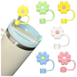 House of Quirk 5PCS Silicone Straw Covers Cap Compatible with Stanley 10mm Cute Flower Straw Toppers for Tumblers Dust-Proof Drinking Straw Caps for Reusable Straws Tips Lids-Multicolor-picture-21