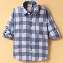 Rikidoos Full Sleeves Checked Shirt - Light Blue-image-52