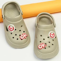 Toothless Ok Text Applique Detailed Slingback Clogs - Beige-picture-28