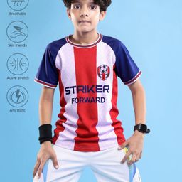Pine Active Knit Half Raglan Sleeves High Stretch Striped T-Shirt with Text Print - Multicolor-image-74