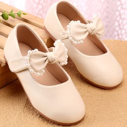Babyoye Velocro Closure Ballerina With Bow Applique - Beige-image-8