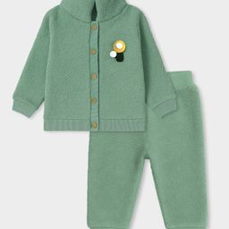 Mi Arcus Full Sleeves Knit Mushroom Applique Detailed Sweater & Joggers Set - Green-picture-38