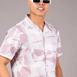V-Mart Men Abstract Printed Cuban Collar Cotton Casual Shirt-image-69
