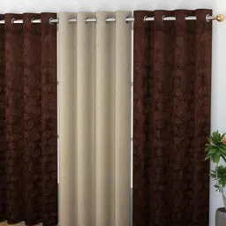 Galaxy Home Decor Multicoloured Set of 3 Room Darkening Door Curtain-image-37