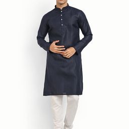 WELL TEX Striped Embroidered Mandarin Collar Straight Kurta-image-83