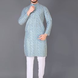 CHARLOTTE GRACIOUS Men Floral Embroidered Mirror Work Floral Kurta-image-34