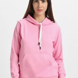 Mast & Harbour Women Pink Regular Cotton Fleece Full sleeve Hoodie-picture-9