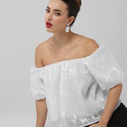SHOWOFF Women Floral Embroidered Off-Shoulder Bardot Top-picture-12