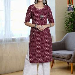 HERE&NOW Selection Of 2 Bandhani Printed Round Neck Straight Kurta-picture-18
