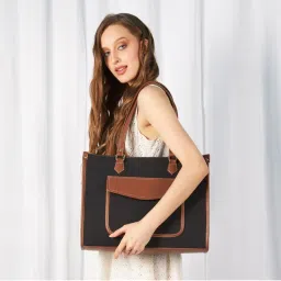 MINI WESST Go Socials Canvas Black Tote Bag-picture-37