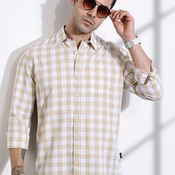 Thomas Scott Men Classic Slim Fit Tartan Checks Opaque Checked Casual Shirt-picture-40