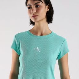 Calvin Klein Jeans Women Self Design Round Neck Cotton T-shirt-picture-30