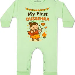 Arvesa Kids-Unisex Green Cotton Rompers-picture-31