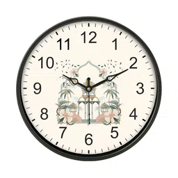 Aura White & Black Printed Traditional Wall Clock-26