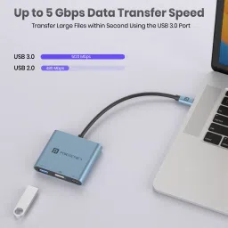 blue Portronics C-Konnect Plus 3 in 1 Type-c usb hub image 4