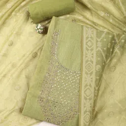 Meena Bazaar Floral Embroidered Zari Art Silk Unstitched Dress Material-image-21