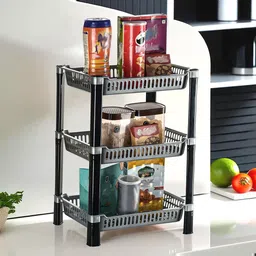 Kuber Industries Silver Toned Long Lasting 3 Tier Kitchen Organiser-44