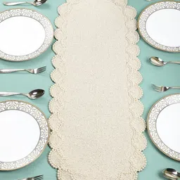 YWULY Off White Textured Table Runner-29