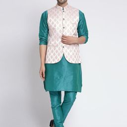 TS LIFESTYLE Men Regular Dupion Silk Kurta with Churidar-image-22