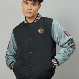 Duke Men Stand Collar Typography Printed Bomber Jacket-picture-26