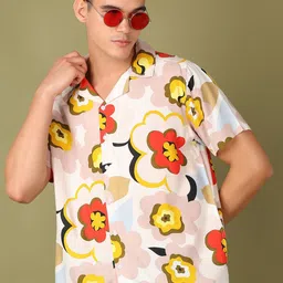 V-Mart Men Cuban Collar Conversational Printed Casual Shirt-image-60