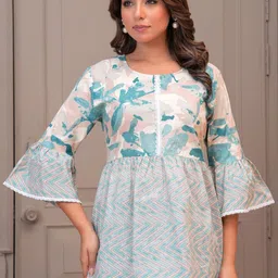ANEKYA Floral Print Flared Sleeve Cotton Top-image-100