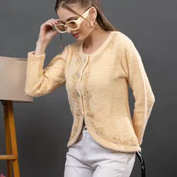 Dadu Dayal Women Embroidered Woollen Cardigan-picture-34
