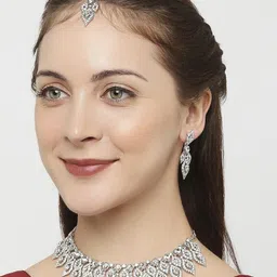 Anouk Rhodium-Plated Stone-Studded Jewellery Set-picture-45