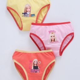 Red Rose Panties Barbie Print Pack of 3 - Orange Yellow & Pink-image-96
