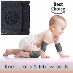 BabyMoon Anti Slip Stretchable Knee Cap Or Elbow Safety Protector - Charcoal Grey-picture-14