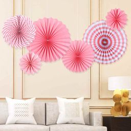 Balloon Junction Paper Fans Party Decoration Pink - Pack of 6-image-28