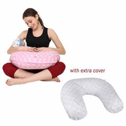 Nene Multifunction Nursing Pillow with Additional Pillow Cover Floral Print - Pink Grey-image-80