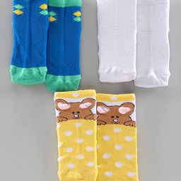 Mustang Ankle Length Socks Multidesign Pack of 3 - Blue White Yellow-image-54