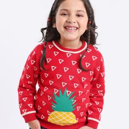 Kookie Kids Full Sleeves Sweater Pineapple Print - Red-image-32