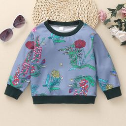 Kookie Kids Full Sleeves Sweatshirt Floral Print - Blue-image-59