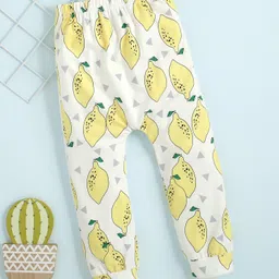 Kookie Kids Full Length Lounge Pant Lemon Print - White-picture-31