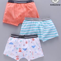 Babyoye Antibacterial Cotton Multi Printed Trunks Pack of 3 - Multicolor-image-92