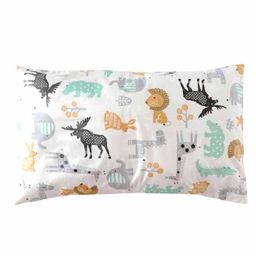 Elementary Premium Toddler Pillow with Soft Cotton Pillowcase Animal World Theme - Multicolor-17