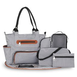 Little Story Diaper Bag With Stroller Hooks Set Of 6 - Black-5