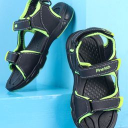 Pine Kids Velcro Closure Sandals - Black Green-image-19