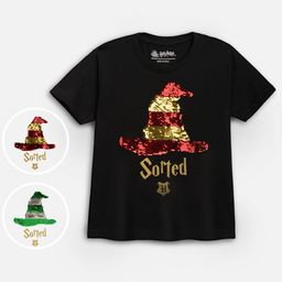 Nap Chief Harry Potter Sorted Reversible Sequined Short Sleeves Tee - Black-image-23